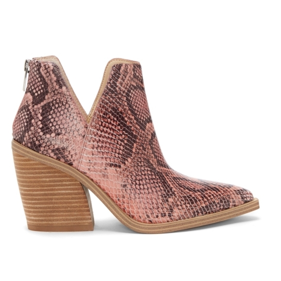 Vince Camuto Shoes - Vince Camuto Gigietta Rosewood Snakeskin Booties
